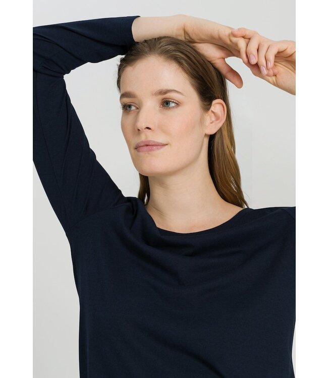 Hanro Sleep & Lounge Long Sleeve Shirt Deep Navy (077844)