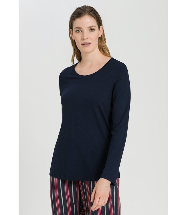 Hanro Sleep & Lounge Long Sleeve Shirt Deep Navy (077844)