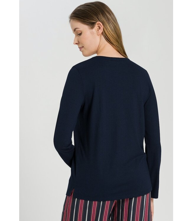 Hanro Sleep & Lounge Long Sleeve Shirt Deep Navy (077844)