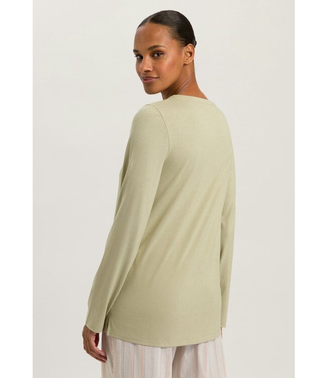 Hanro Sleep & Lounge Long Sleeve Shirt Moss Green (077844)
