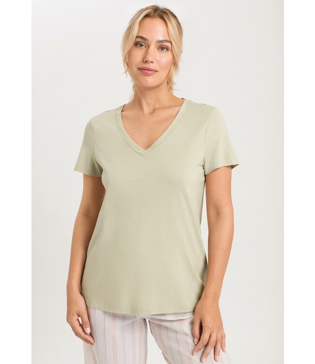 Hanro Sleep & Lounge Short Sleeve Shirt Moss Green (077876)