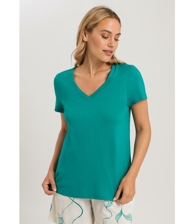 Hanro Sleep & Lounge Short Sleeve Shirt Peacock (077876)