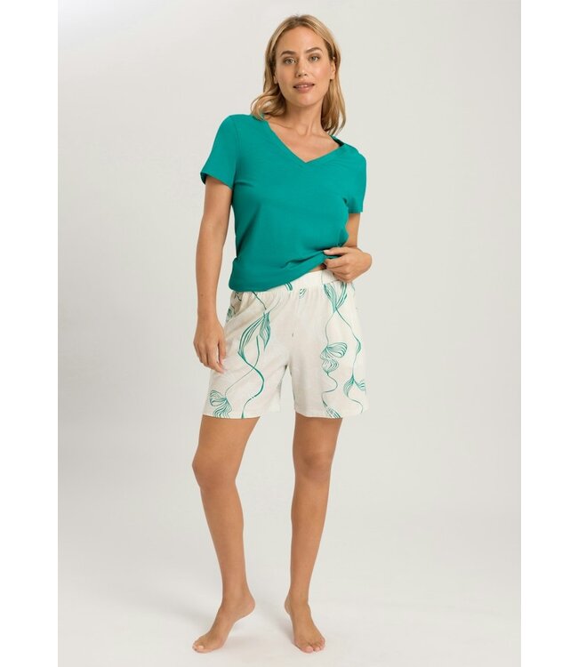 Hanro Sleep & Lounge Short Sleeve Shirt Peacock (077876)