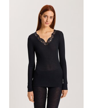 Hanro Woolen Lace Long Sleeve Shirt Black (SALE)