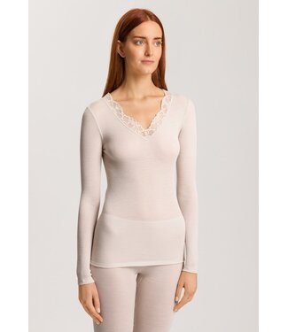 Hanro Woolen Lace Long Sleeve Shirt Pumice (SALE)