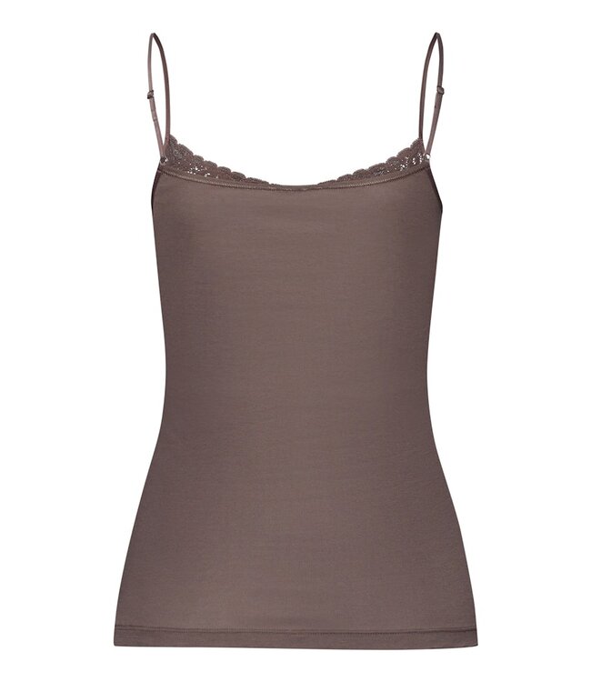 Hanro Moments Spaghetti Top V-Neck Stonewash (071485)