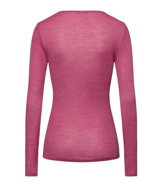 Hanro Woolen Lace Long Sleeve Shirt Rose Wine (070914)