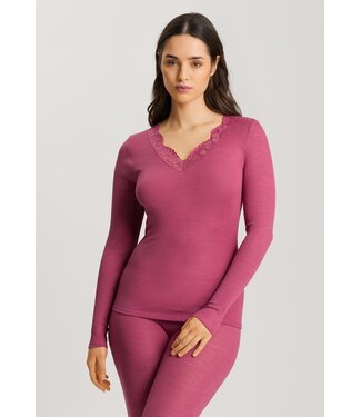 Hanro Woolen Lace Long Sleeve Shirt Rose Wine (SALE)