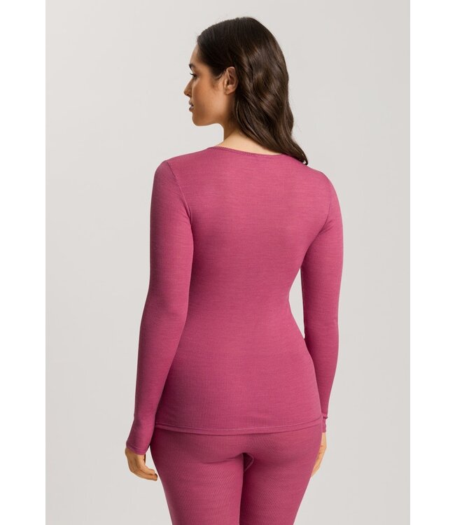 Hanro Woolen Lace Long Sleeve Shirt Rose Wine (070914)