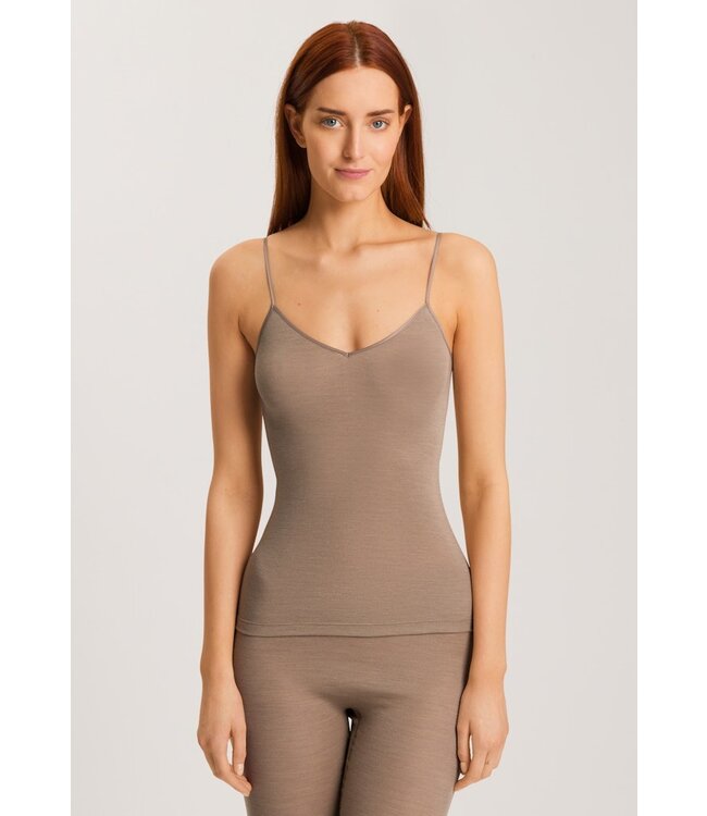 Hanro Woolen Silk Spaghetti Top Taupe