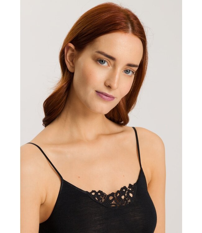 Hanro Woolen Silk Spaghetti Top Black (071521)