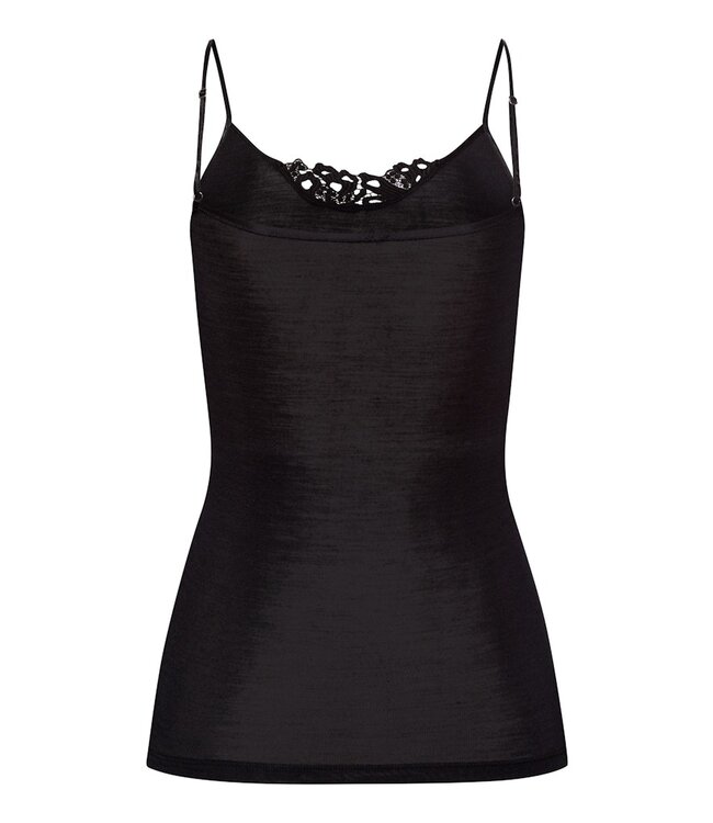 Hanro Woolen Silk Spaghetti Top Black (071521)