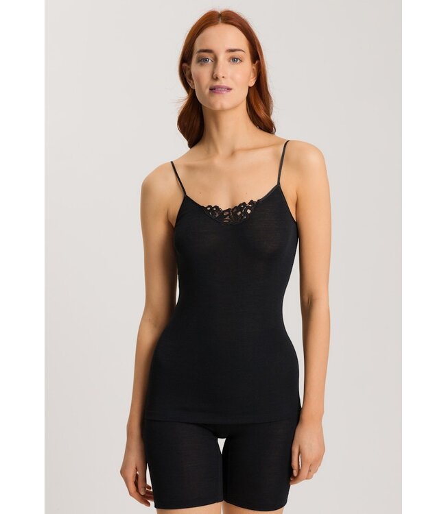 Hanro Woolen Silk Spaghetti Top Black (071521)