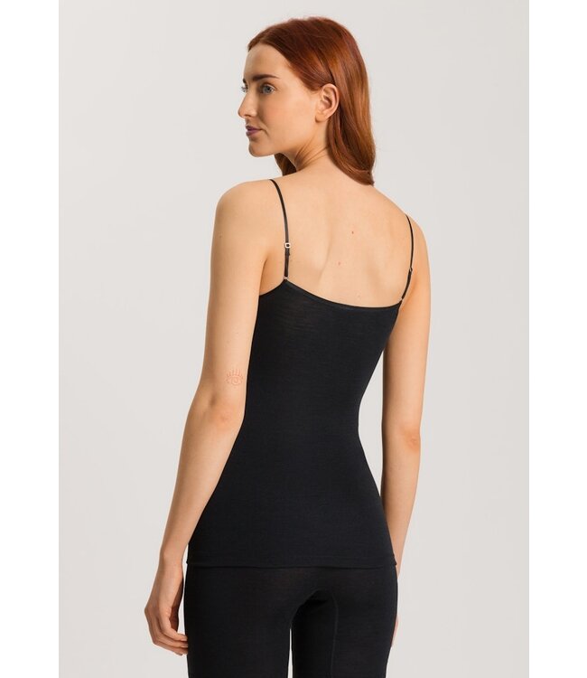 Hanro Woolen Silk Spaghetti Top Black (071521)