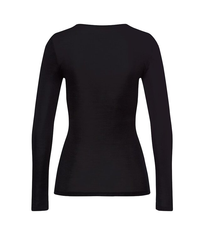 Hanro Woolen Silk Long Sleeve Shirt Black (071522)