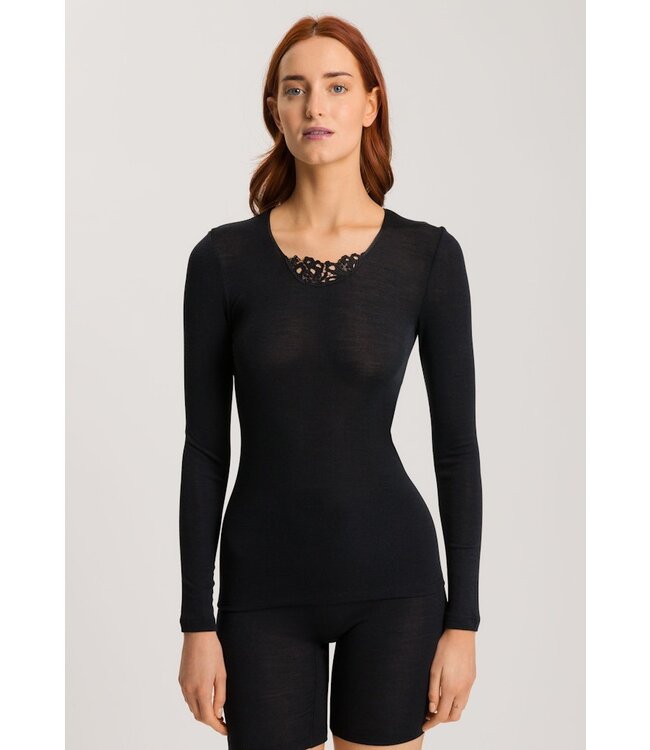 Hanro Woolen Silk Long Sleeve Shirt Black (LAST ITEMS)