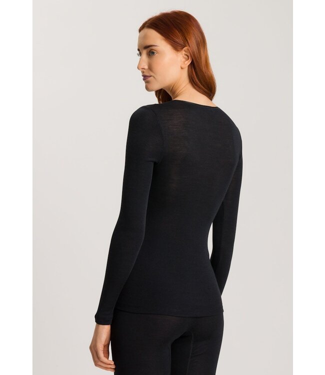 Hanro Woolen Silk Long Sleeve Shirt Black (071522)