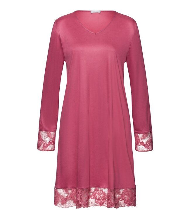 Hanro Eva Long Sleeve Nightdress Rose Wine (074885)