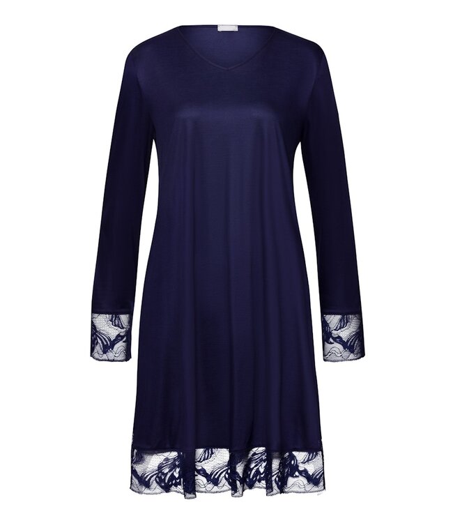 Hanro Eva Long Sleeve Nightdress Evening Blue (074885)