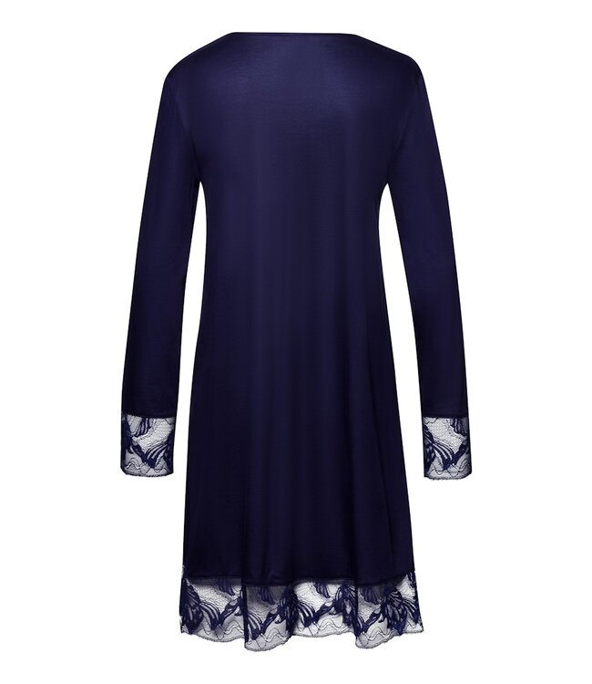Hanro Eva Long Sleeve Nightdress Evening Blue (074885)