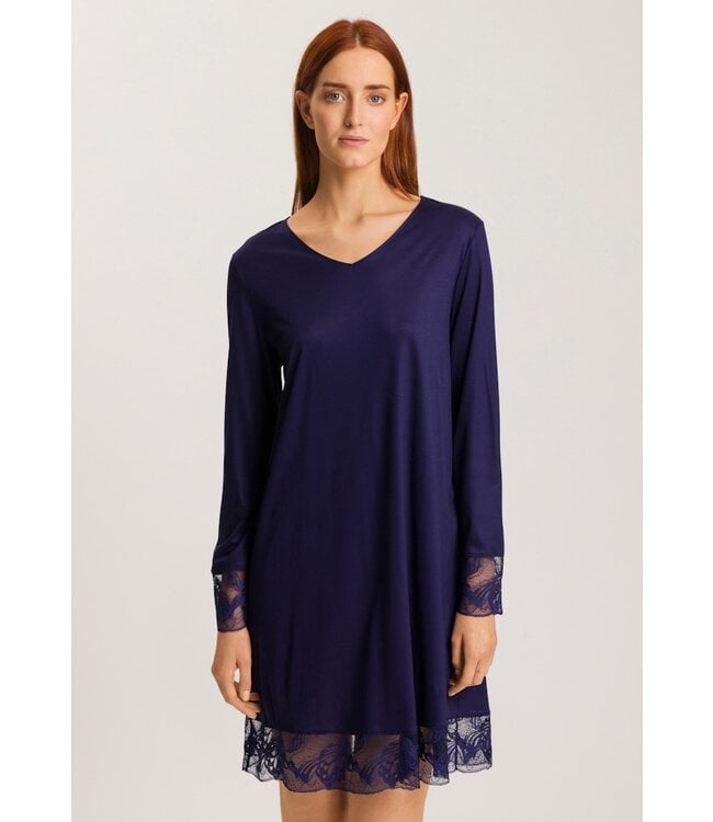 Hanro Eva Long Sleeve Nightdress Evening Blue (NEW TREND)