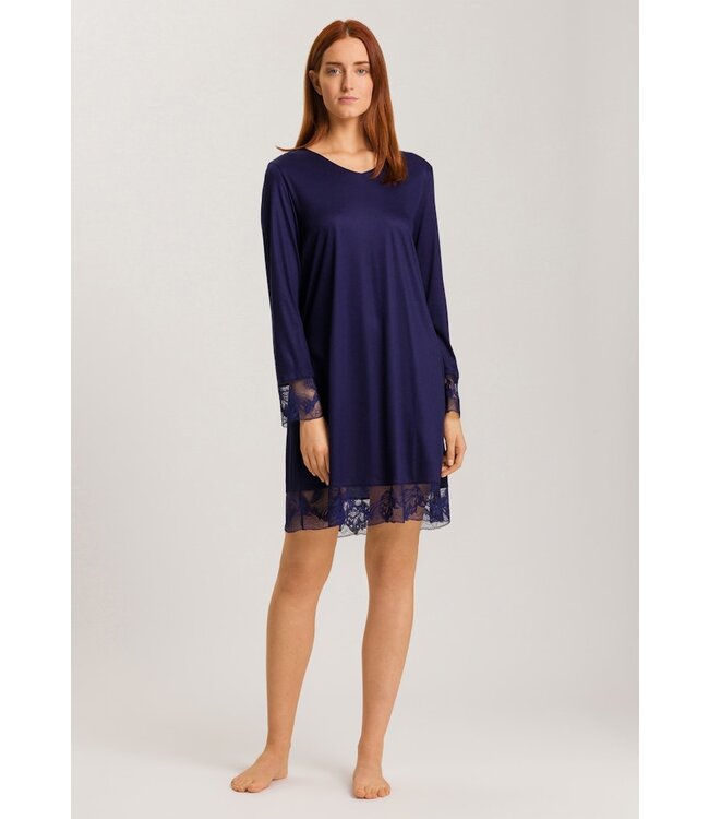 Hanro Eva Long Sleeve Nightdress Evening Blue (074885)