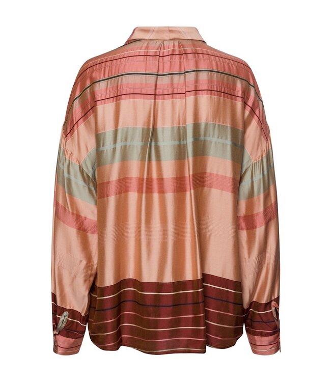 Hanro Hannah Long Sleeve Shirt Earth Tanned Stripe (074858)