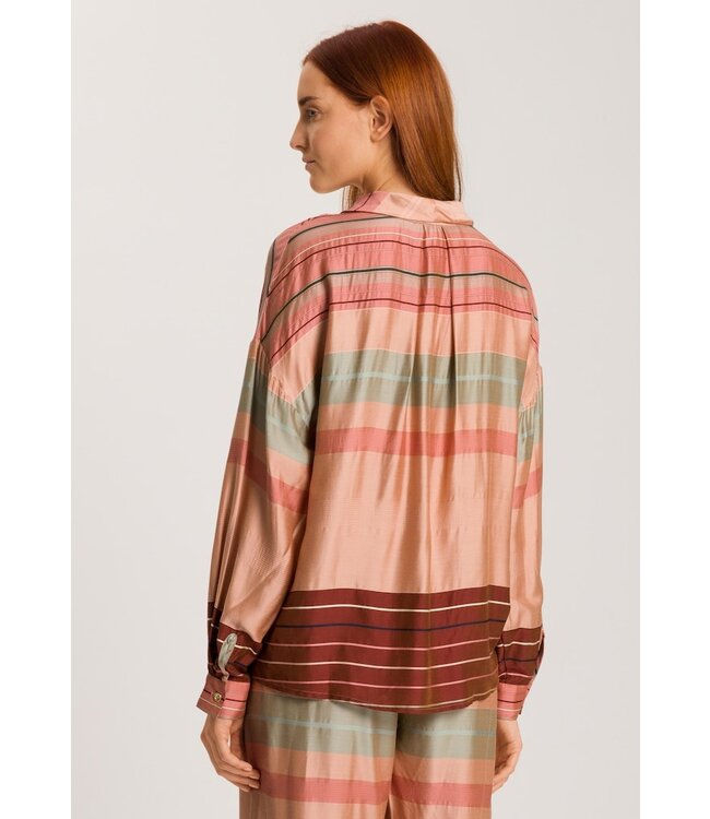 Hanro Hannah Long Sleeve Shirt Earth Tanned Stripe (074858)