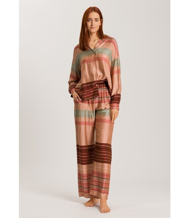 Hanro Hannah Long Sleeve Shirt Earth Tanned Stripe (074858)