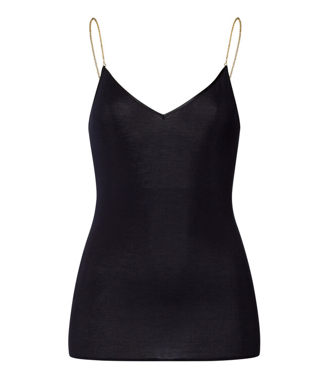 Hanro Cotton Seamless Spaghetti Top Black (071613)