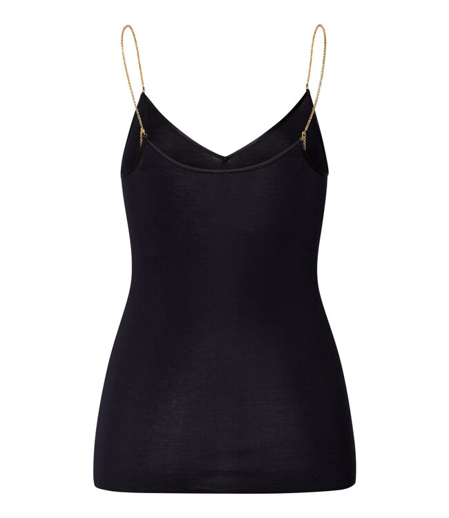 Hanro Cotton Seamless Spaghetti Top Black (071613)