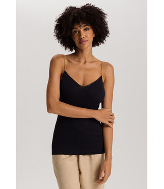 Hanro Cotton Seamless Spaghetti Top Black