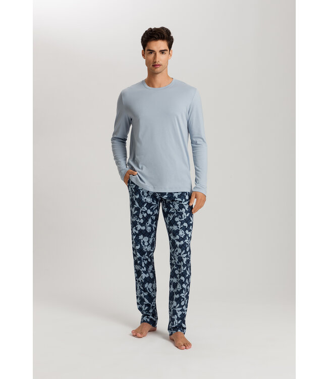 Hanro Night & Day Long Sleeve Pajama Night Blue Tiles
