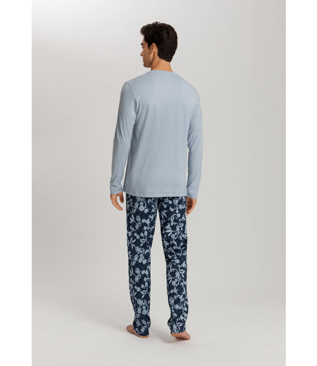 Hanro Night & Day Long Sleeve Pajama Night Blue Tiles (075111)