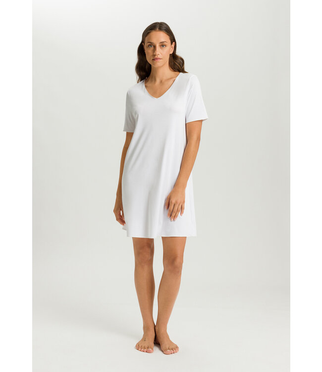 Hanro Cotton Silk Short Sleeve Nightdress White (074814)