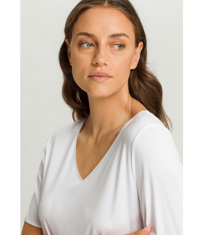 Hanro Cotton Silk Short Sleeve Nightdress White (074814)