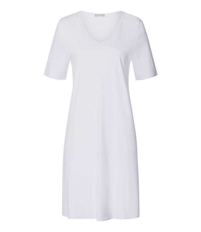 Hanro Cotton Silk Short Sleeve Nightdress White (074814)