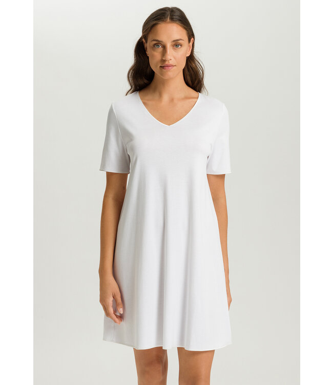 Hanro Cotton Silk Short Sleeve Nightdress White (074814)
