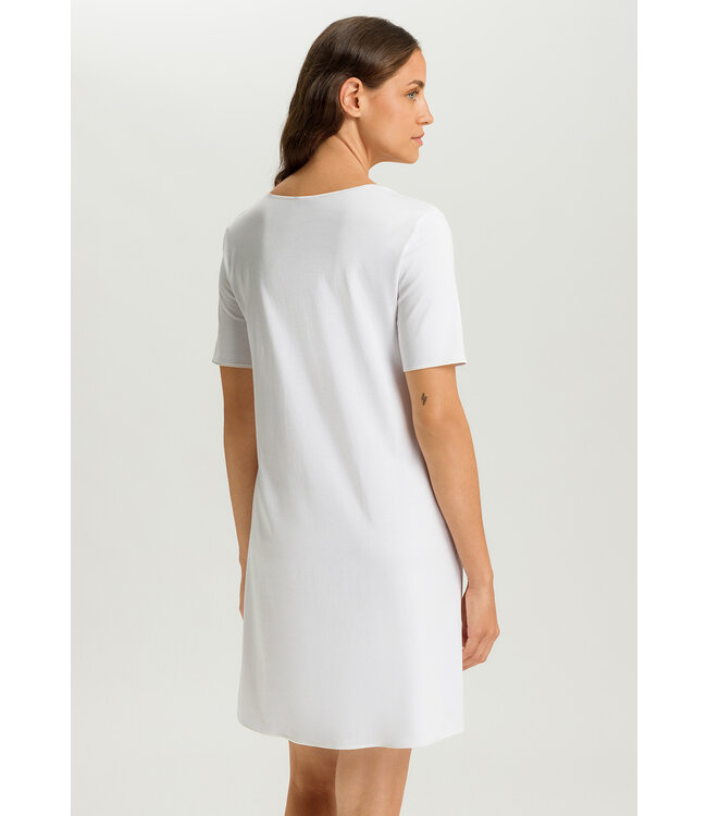 Hanro Cotton Silk Short Sleeve Nightdress White (074814)