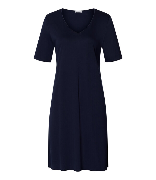 Hanro Cotton Silk Short Sleeve Nightdress Deep Navy (074814)