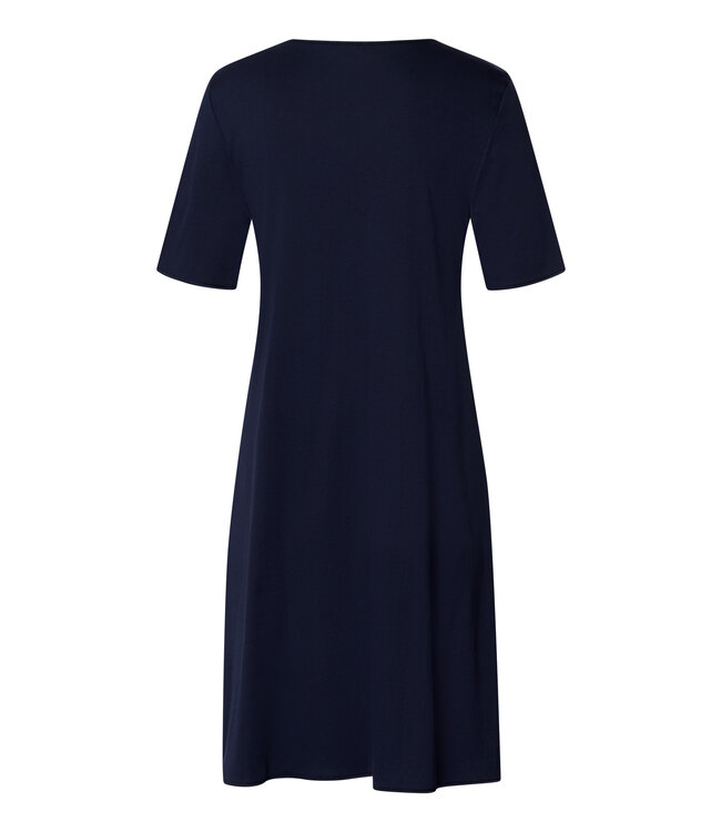 Hanro Cotton Silk Short Sleeve Nightdress Deep Navy (074814)