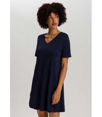 Hanro Cotton Silk Short Sleeve Nightdress Deep Navy (NEW BASIC)