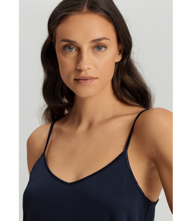 Hanro Cotton Silk Spaghetti Dress Deep Navy (074813)