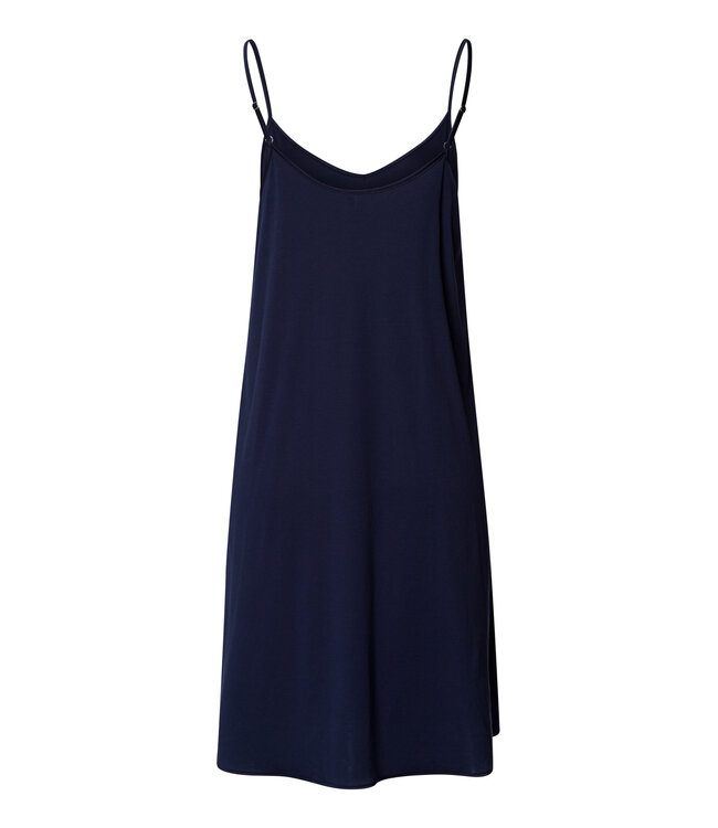 Hanro Cotton Silk Spaghetti Dress Deep Navy (074813)