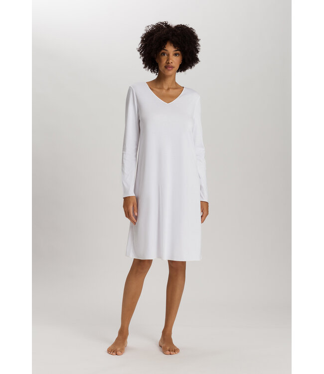 Hanro Cotton Silk Long Sleeve Nightdress White (074815)