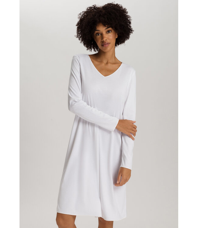 Hanro Cotton Silk Long Sleeve Nightdress White (NEW BASIC)