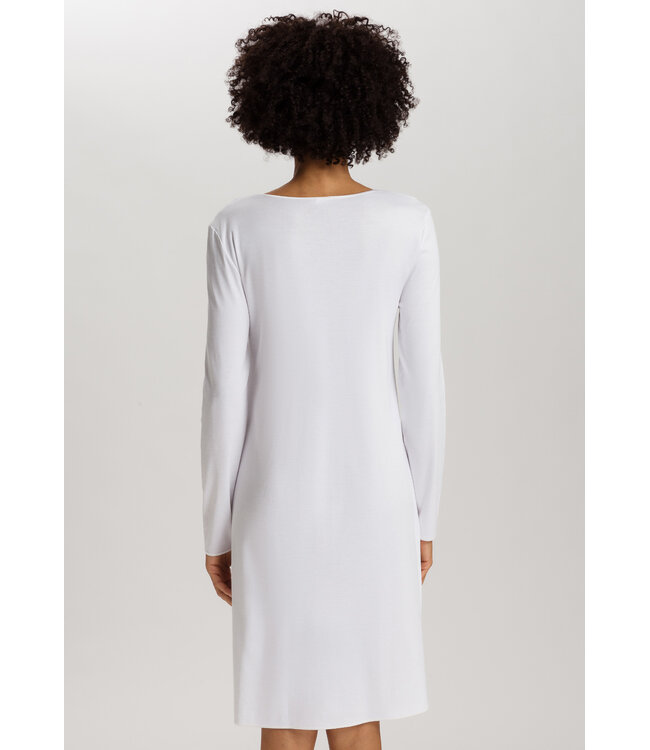 Hanro Cotton Silk Long Sleeve Nightdress White (074815)