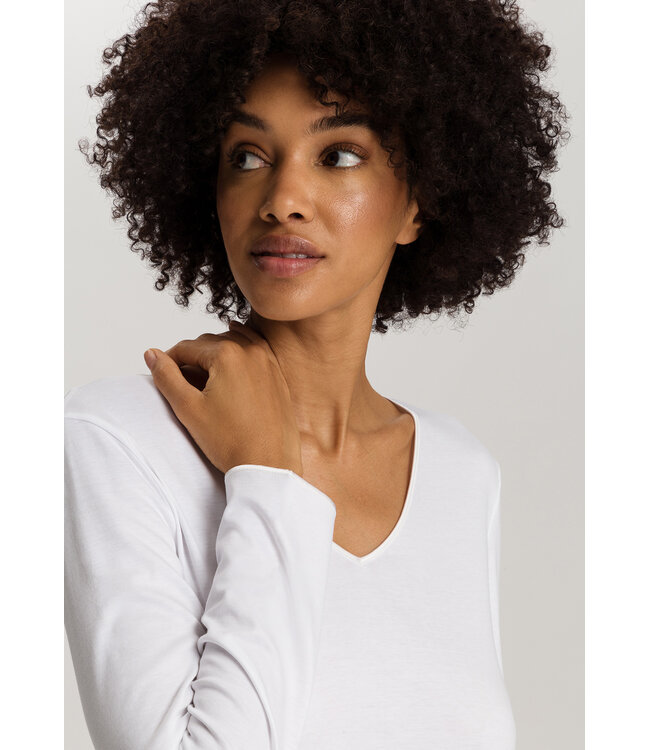 Hanro Cotton Silk Long Sleeve Nightdress White (074815)