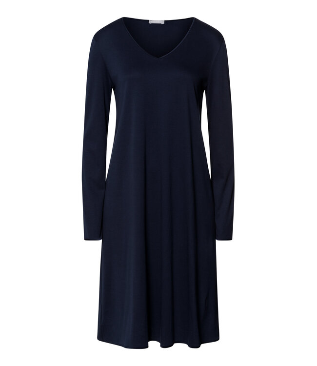 Hanro Cotton Silk Long Sleeve Nightdress Deep Navy (074815)