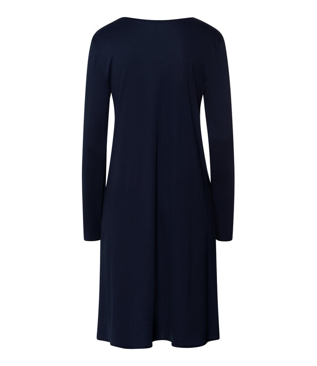 Hanro Cotton Silk Long Sleeve Nightdress Deep Navy (074815)